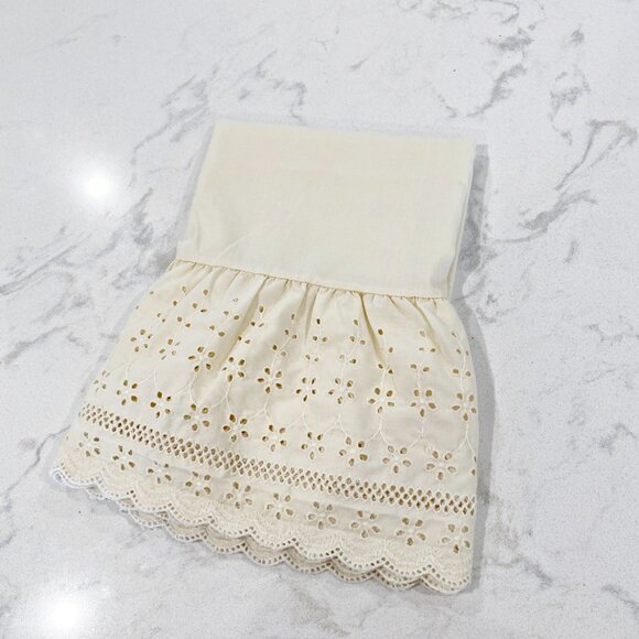 Fieldcrest Perfection Pillowcase Standard Ecru Ruffle Eyelet Lace USA Vintage - Picture 2 of 8